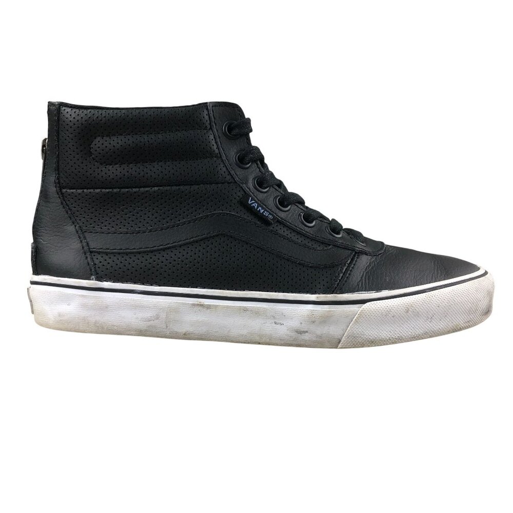 Vans Women's Size 6.5 Sk8-Hi Black Leather High Top Back Zip Sneakers Shoes